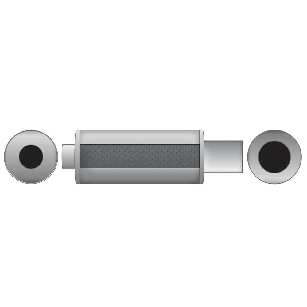 Round straight-through end silencer, stainless, body 150 mm, length 350 mm, TOK2