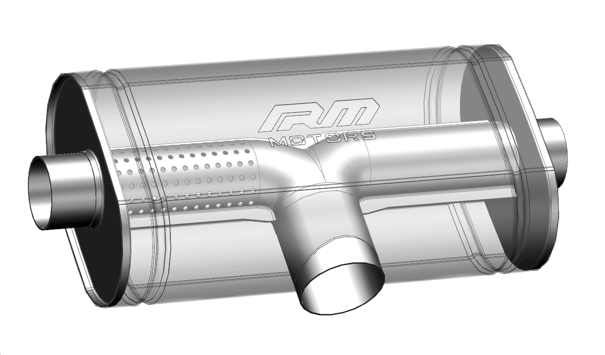 Transverse straight-through silencer, stainless, E503