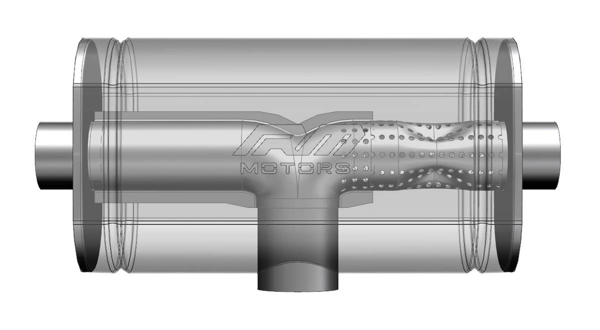 Transverse straight-through silencer, stainless, E503