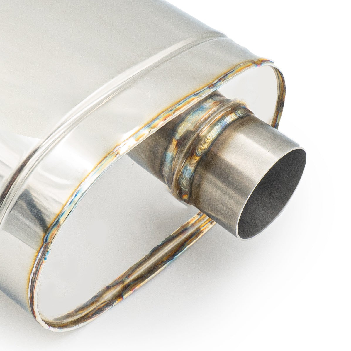 Universal elliptical silencer, stainless, 130x220 mm, length 350 mm, E008