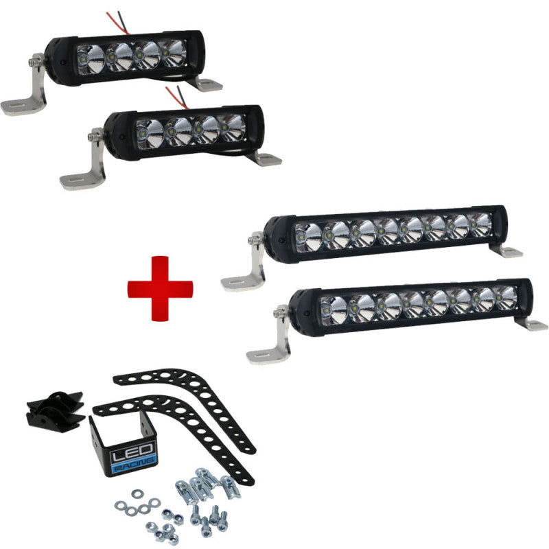 Pachet Proiectoare LED RACING Rally, Pro 4 + Pro 8 + Suport