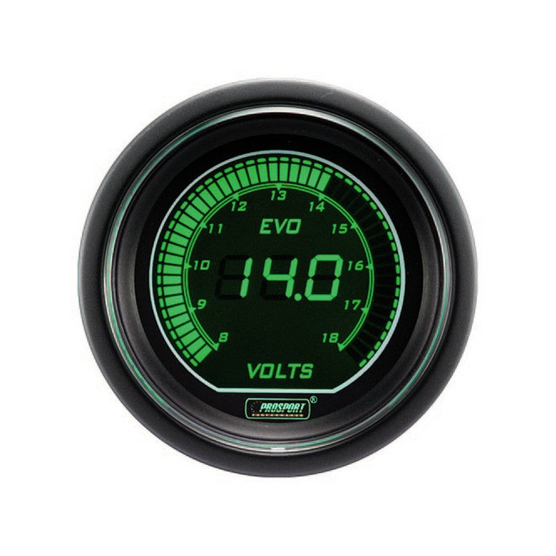 Ceas digital voltmetru Prosport 52mm, iluminare verde sau alb