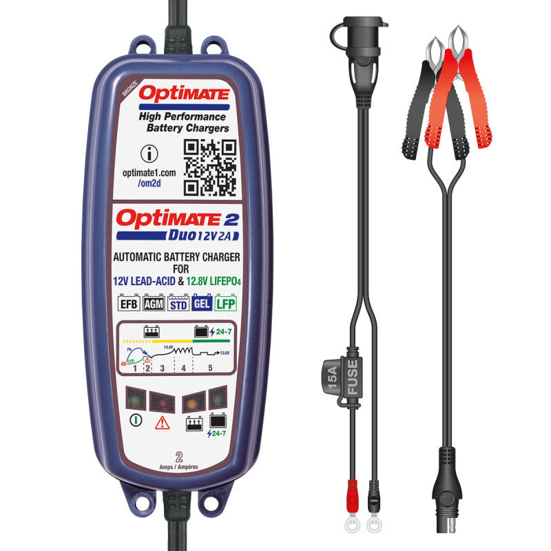 Incarcator Baterie Optimate 2 DUO (12V, AGM/GEL/Litiu LiFePO4)