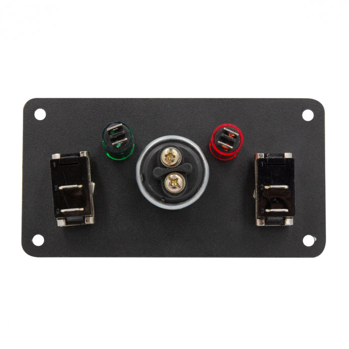 Panou Bord Aluminiu – 2 Toggle Switches, 2 Martori Alarma si Buton START