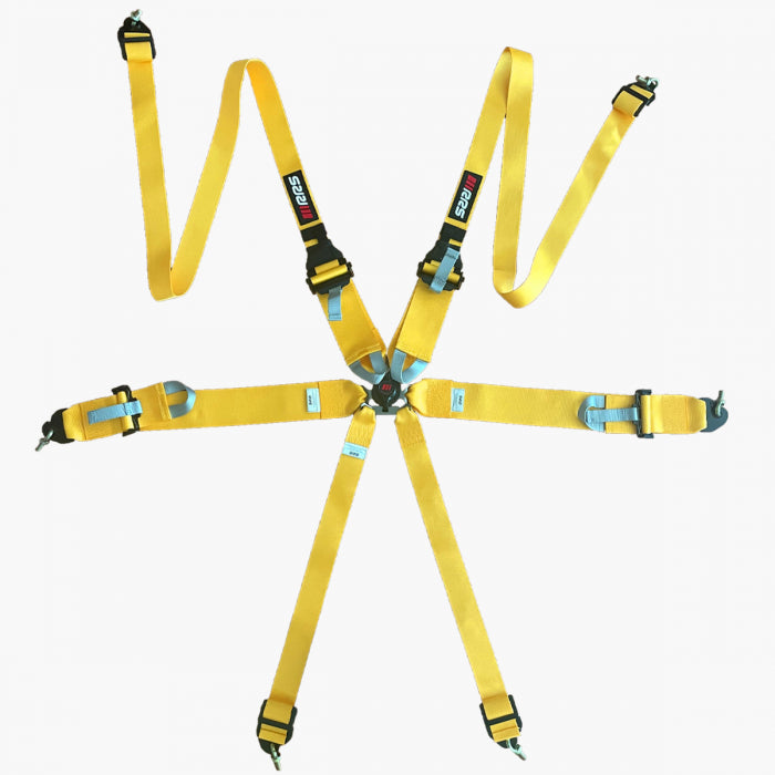 Centura 6 puncte RRS FIA 3" 2" pentru HANS® 2.8Kg Galben