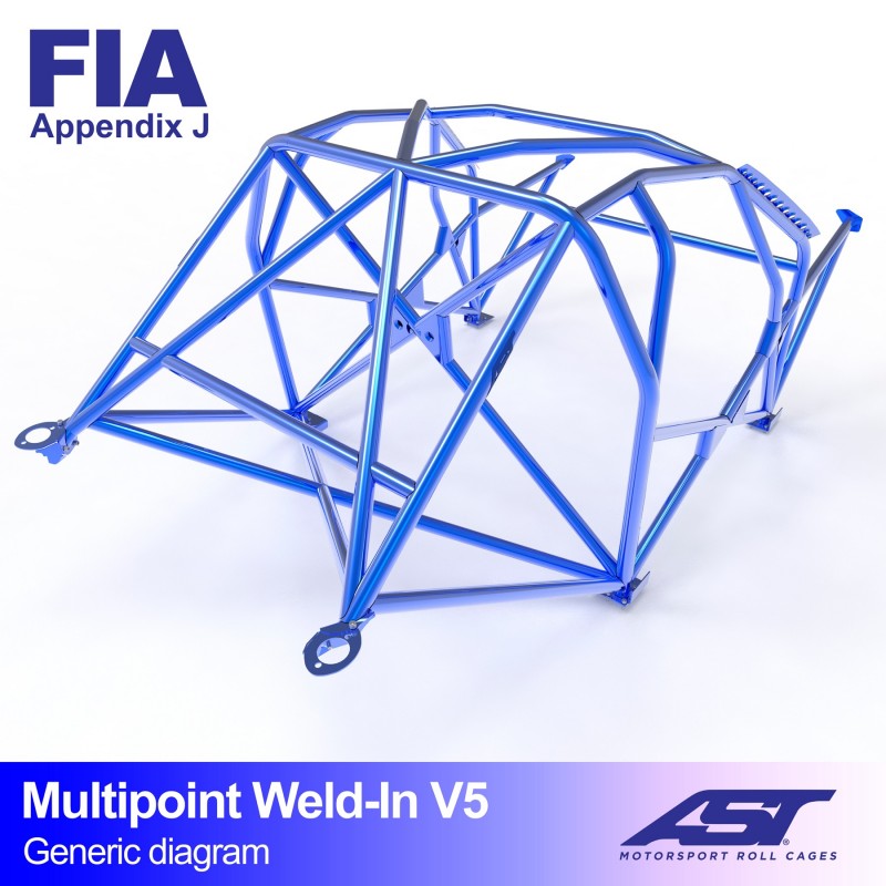 AST Roll Cage V5 10-puncte (Weld-In) pentru ABARTH 500 (312) 3 usi Hatchback