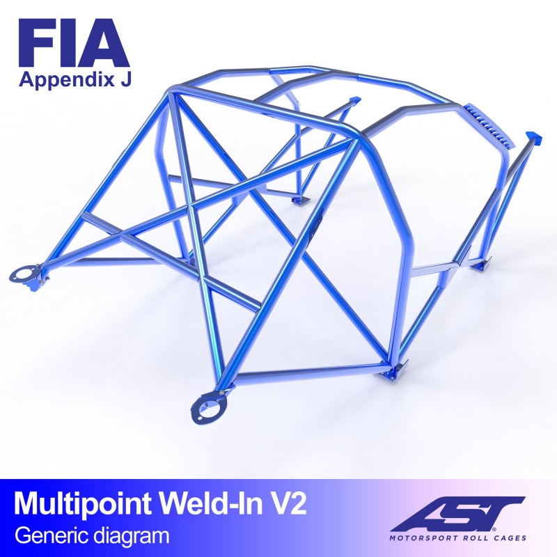 AST Roll Cage V2 10-puncte (Weld-In) pentru FORD Fiesta (Mk3) (GFJ) 3 usi Hatchback