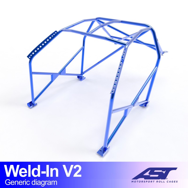 AST Roll Cage V2 8-puncte (Weld-In) pentru FORD Fiesta (Mk5/Mk6) (2002-2008) (JD/JH) 3 usi Hatchback