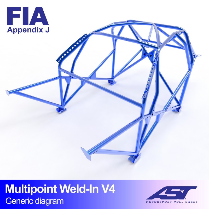 AST Roll Cage V4 10-puncte (Weld-In) pentru FORD Fiesta (Mk7) 3 usi Hatchback