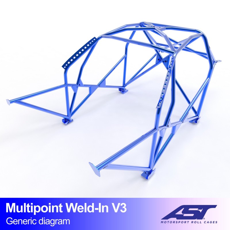 AST Roll Cage V3 10-puncte (Weld-In) pentru HONDA CRX (EF/ED/EE) 3 usi Coupe