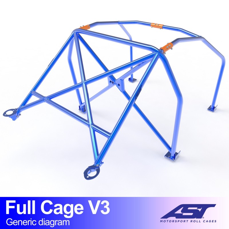 AST Full Cage V3 6-puncte (Bolt-In) pentru HONDA Integra (DB, DC) 3 usi Coupe