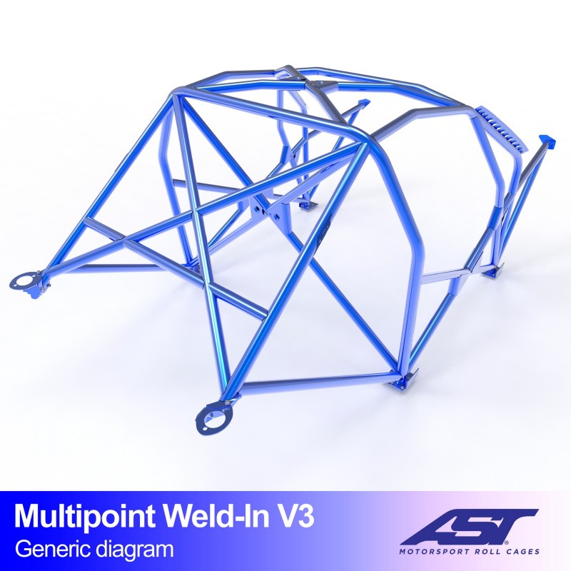 AST Roll Cage V3 10-puncte (Weld-In) pentru MAZDA 323 (BG) 3 usi Hatchback
