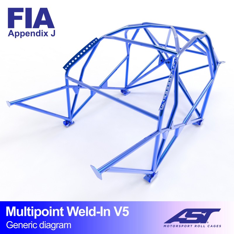 AST Roll Cage V5 10-puncte (Weld-In) pentru NISSAN Micra (K11) 3 usi Hatchback