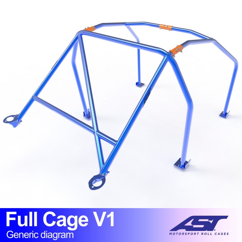 AST Full Cage V1 6-puncte (Bolt-In) pentru NISSAN Silvia (PS13) 2 usi Coupe