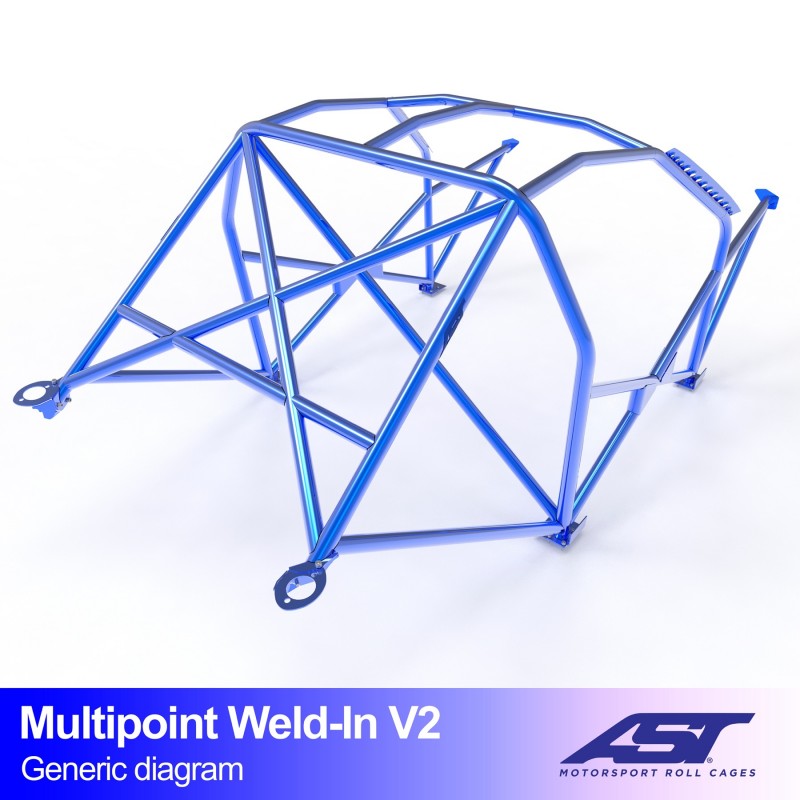 AST Roll Cage V2 10-puncte (Weld-In) pentru OPEL / VAUXHALL Corsa (D) 3 usi Hatchback