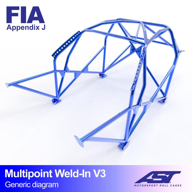 AST Roll Cage V3 10-puncte (Weld-In) pentru OPEL / VAUXHALL Corsa (D) 3 usi Hatchback