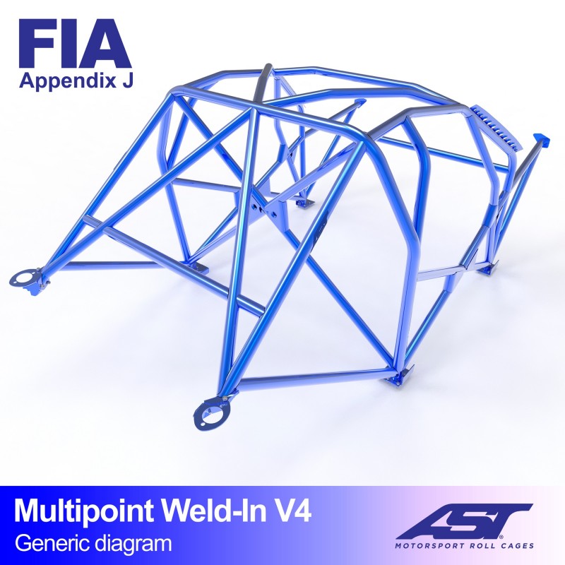 AST Roll Cage V4 10-puncte (Weld-In) pentru PORSCHE 964 2 usi Coupe RWD
