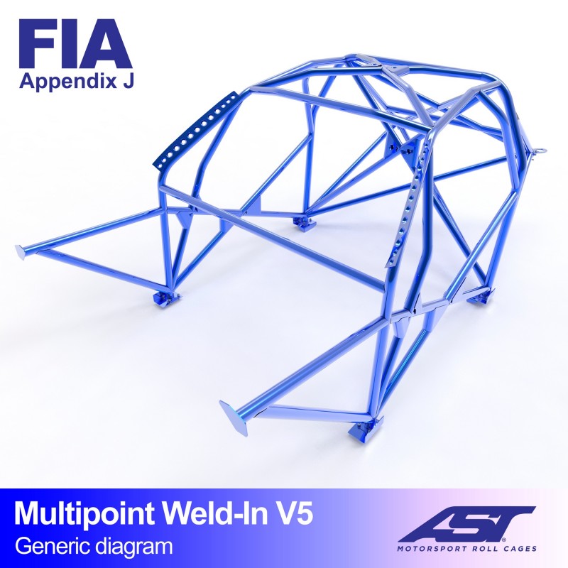 AST Roll Cage V5 10-puncte (Weld-In) pentru RENAULT Clio I 3 usi Hatchback