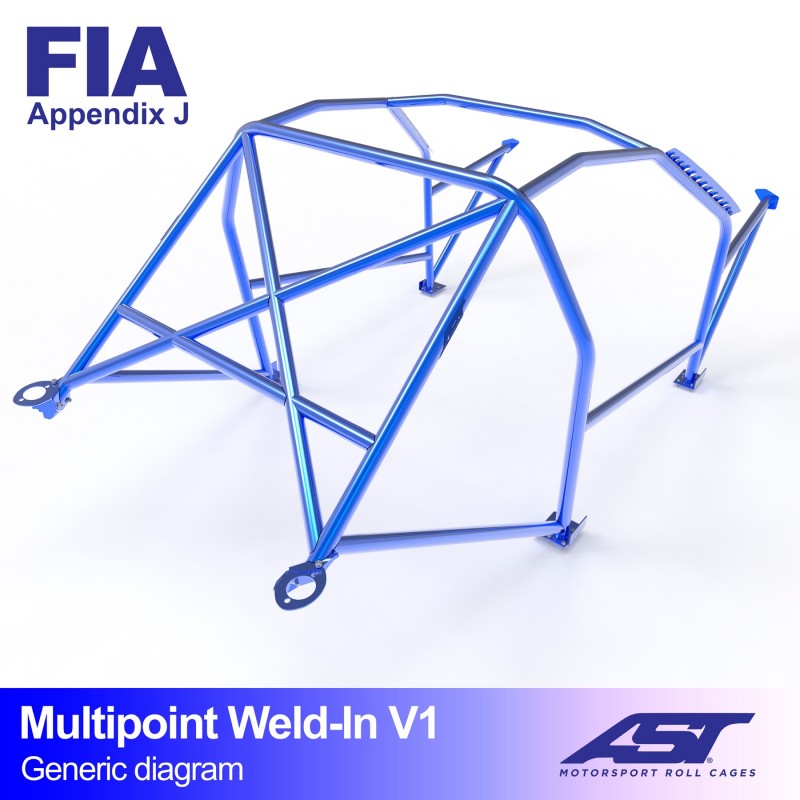 AST Roll Cage V1 10-puncte (Weld-In) pentru RENAULT Clio II 3 usi Hatchback