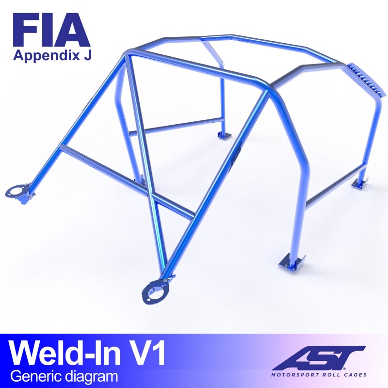 AST Roll Cage V1 8-puncte (Weld-In) pentru SUBARU Impreza (GC8) 2 usi Coupe