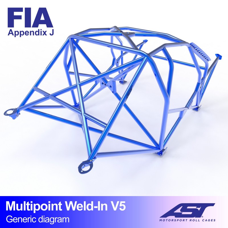 AST Roll Cage V5 10-puncte (Weld-In) pentru SUBARU Impreza (GF8) 5 usi Wagon 4WD