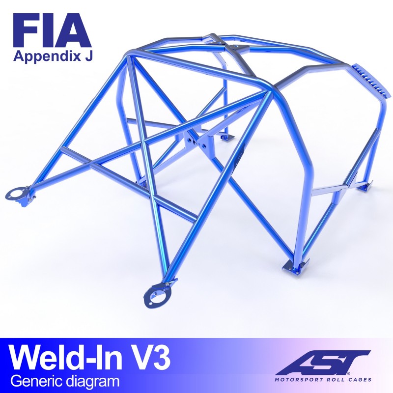 AST Roll Cage V3 8-puncte (Weld-In) pentru SUBARU Impreza (GF8) 5 usi Wagon 4WD