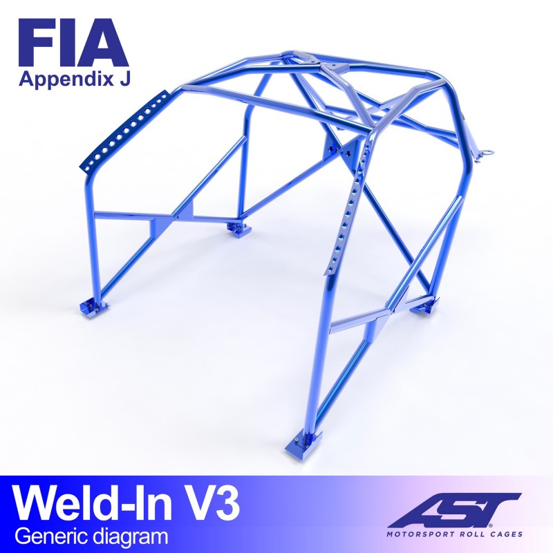 AST Roll Cage V3 8-puncte (Weld-In) pentru SUBARU Impreza (GF8) 5 usi Wagon 4WD