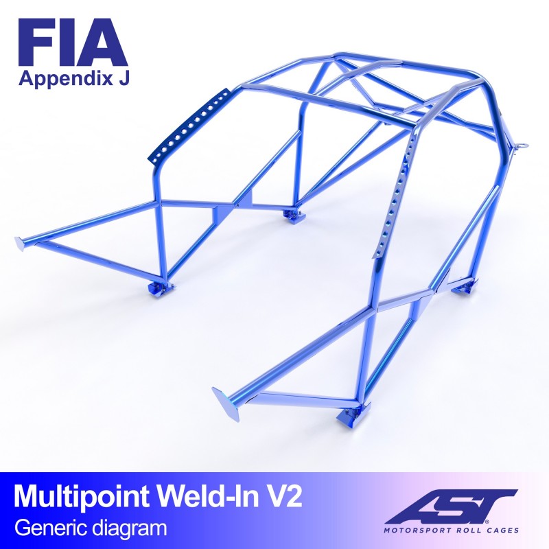 AST Roll Cage V2 10-puncte (Weld-In) pentru TOYOTA Corolla (E11) 3 usi Hatchback FWD