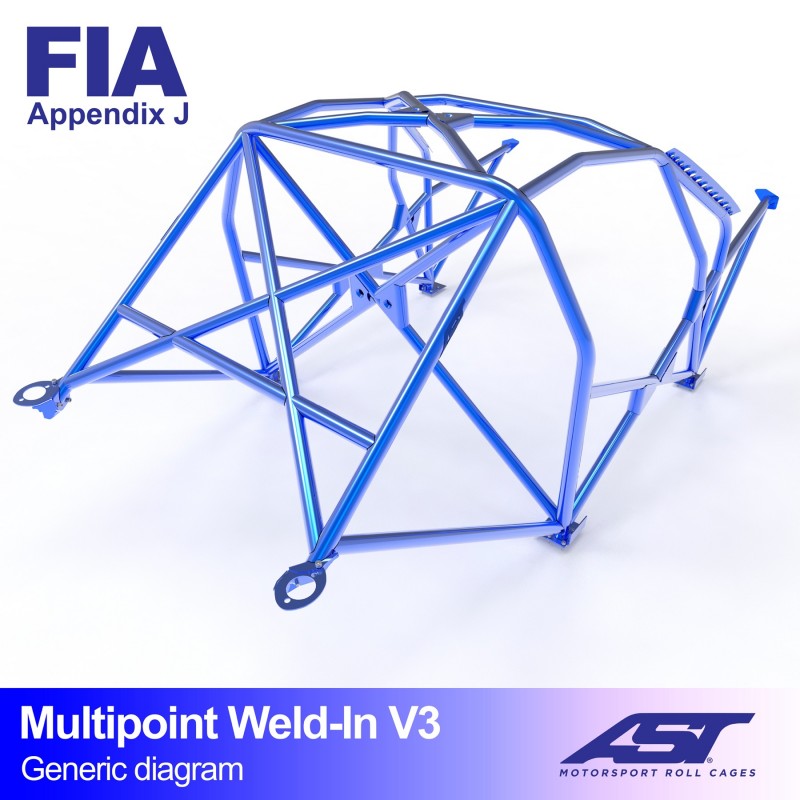 AST Roll Cage V3 10-puncte (Weld-In) pentru TOYOTA Corolla (E11) 3 usi Hatchback FWD