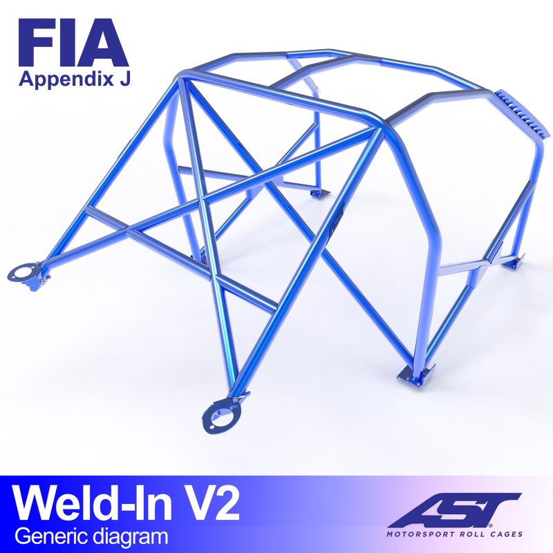 AST Roll Cage V2 8-puncte (Weld-In) pentru TOYOTA Corolla (E11) 3 usi Hatchback FWD