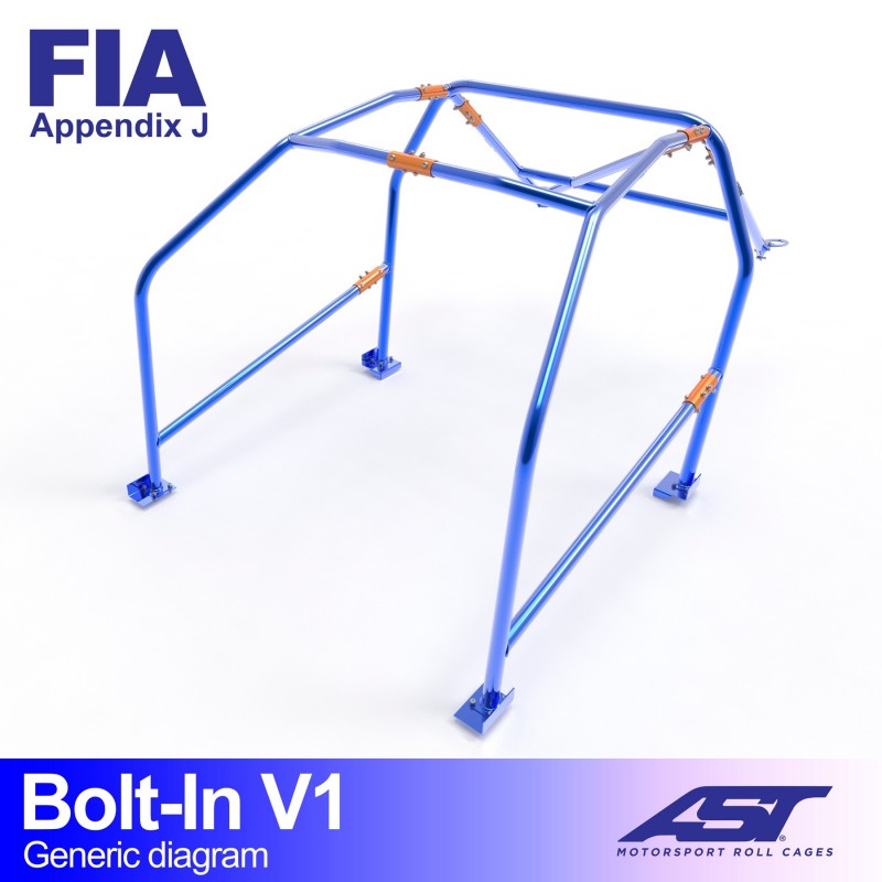 AST Full Cage V1 6-puncte (Bolt-In) pentru VOLKSWAGEN Golf (Mk1) 3 usi Hatchback