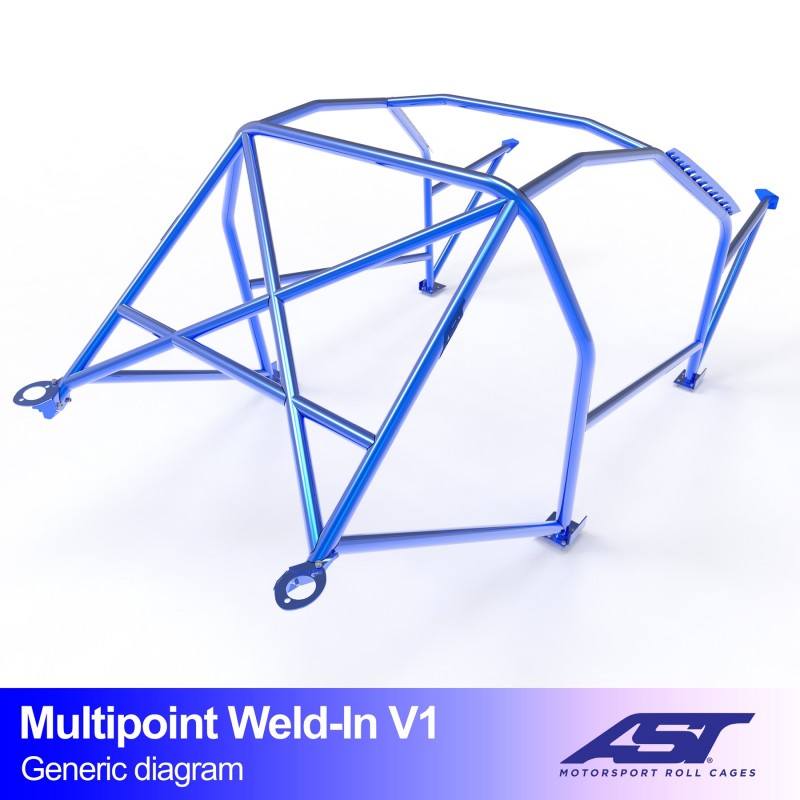 AST Roll Cage V1 10-puncte (Weld-In) pentru VOLKSWAGEN Golf (Mk4) 5 usi Hatchback FWD
