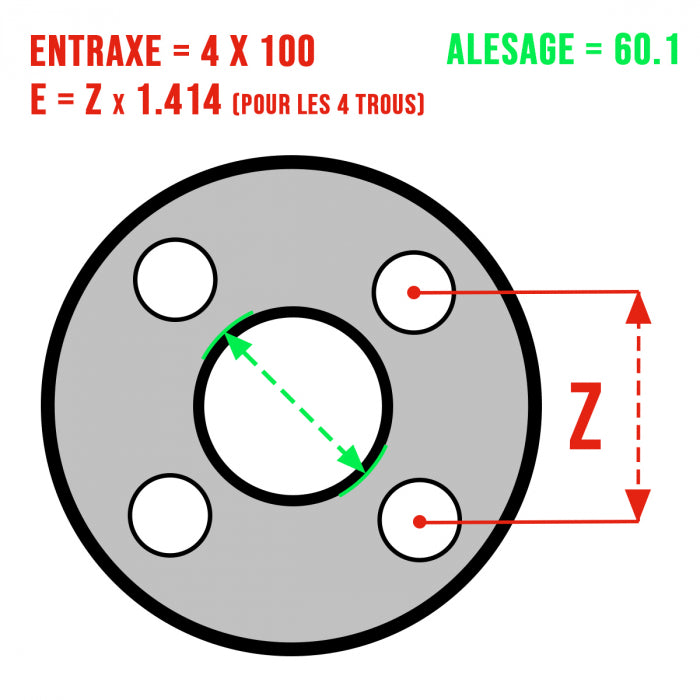 Distantiere 4x100, butuc 60.1 Renault/Dacia (2 buc)