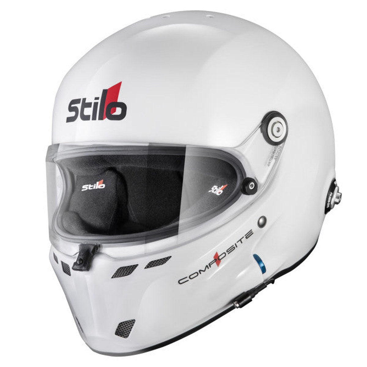 CASCA STILO ST6 F TURISMO ALB/NEGRU - SNELL SA2025 FIA 8859-24 HANS FIA8858-10