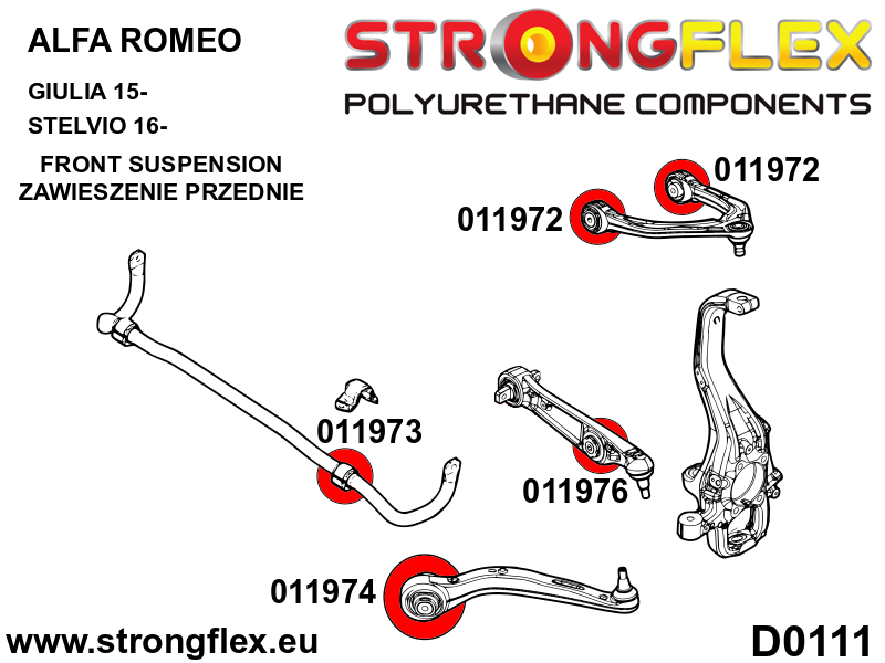 Bucsa poliuretan Strongflex exterioara brat inferior fata SPORT - Alfa Romeo Giulia, Stelvio - 011976A