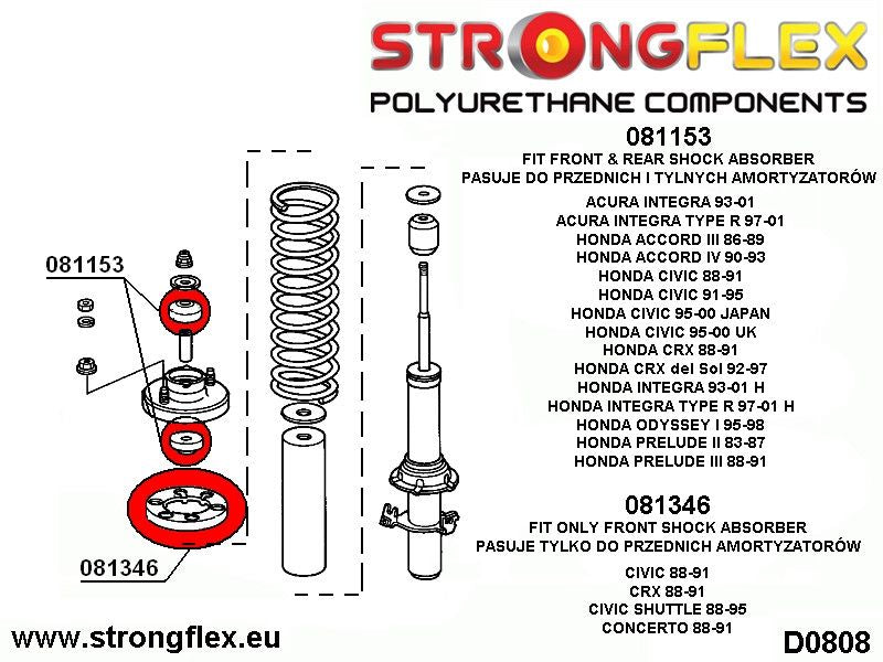 Piesa poliuretan Strongflex - frontala spring mount SPORT - Honda Civic - 081346A