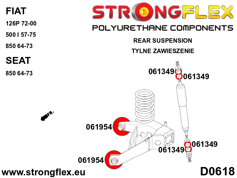 Bucsa poliuretan Strongflex brat longitudinal spate SPORT - Fiat 500 - 061954A