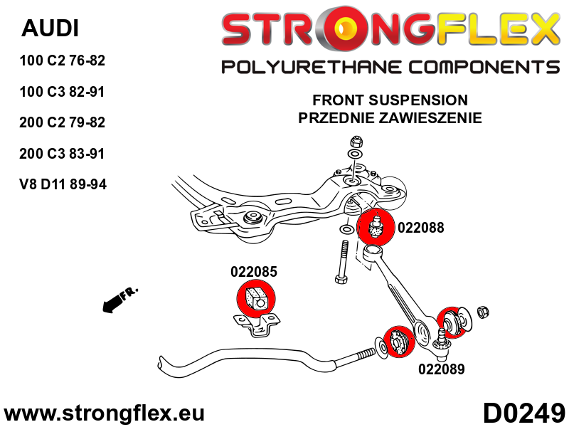 Kit bucse poliuretan Strongflex suspensie fata SPORT - Audi 100 / S4 - 026294A
