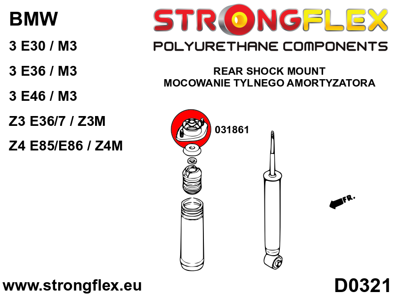Piesa poliuretan Strongflex - posterioara shock mount SPORT - BMW Seria 3, Z3, Z4 - 031861A
