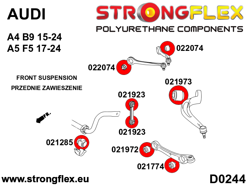 Piesa poliuretan Strongflex - frontala superioara Bucsa brat suspensie - Audi A4 / S4 / RS4, A5 / S5 / RS5 - 022074B