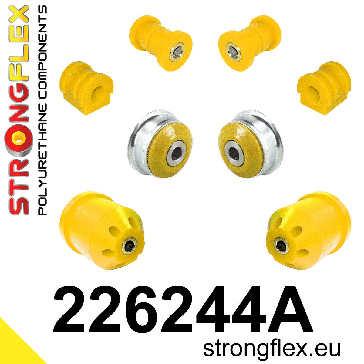 Kit bucse poliuretan Strongflex suspensie fata si punte spate SPORT - Seat Ibiza / Volkswagen Polo - 226244A