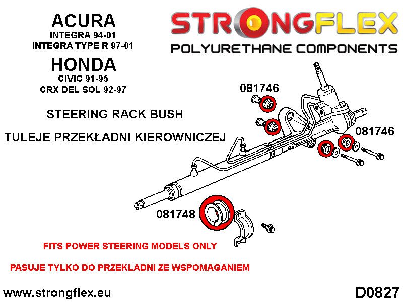 Bucsa poliuretan Strongflex caseta de directie SPORT - Honda Civic, Integra - 081748A