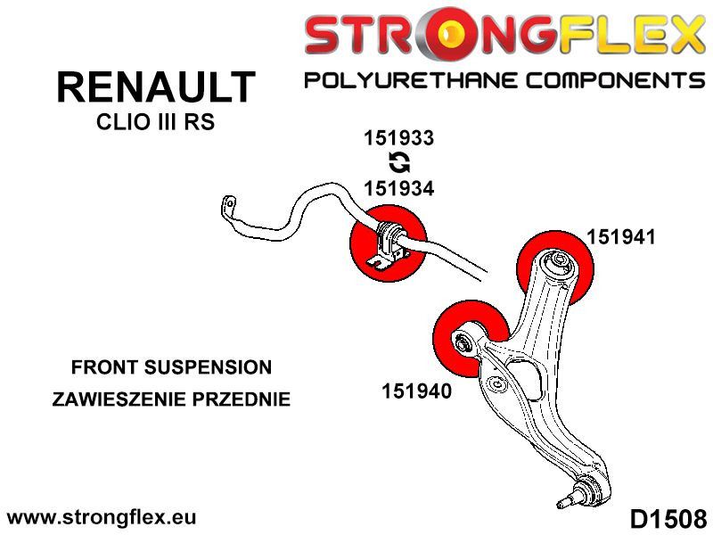 Bucsa poliuretan Strongflex posterioara brat suspensie fata - Renault Clio - 151941B