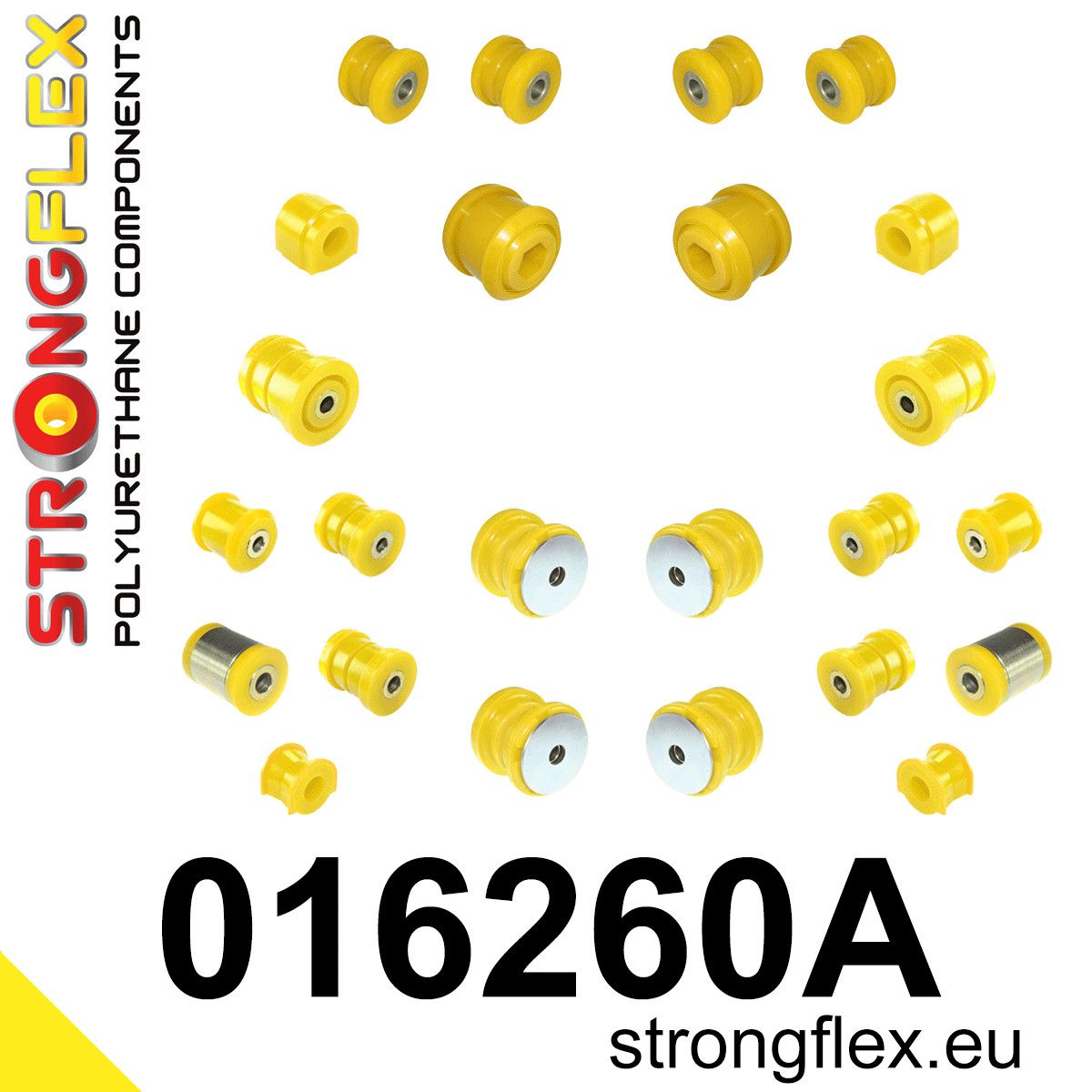 Kit complet bucse poliuretan Strongflex pentru suspensie SPORT - Alfa Romeo 159, Brera, Spider - 016260A