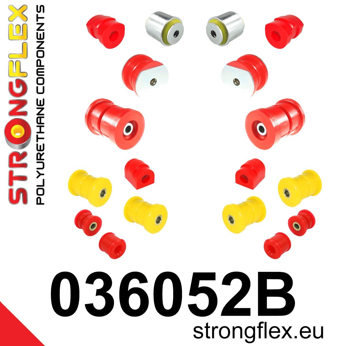 Kit complet bucse poliuretan Strongflex pentru suspensie - BMW Seria 5, Seria 6 - 036052B