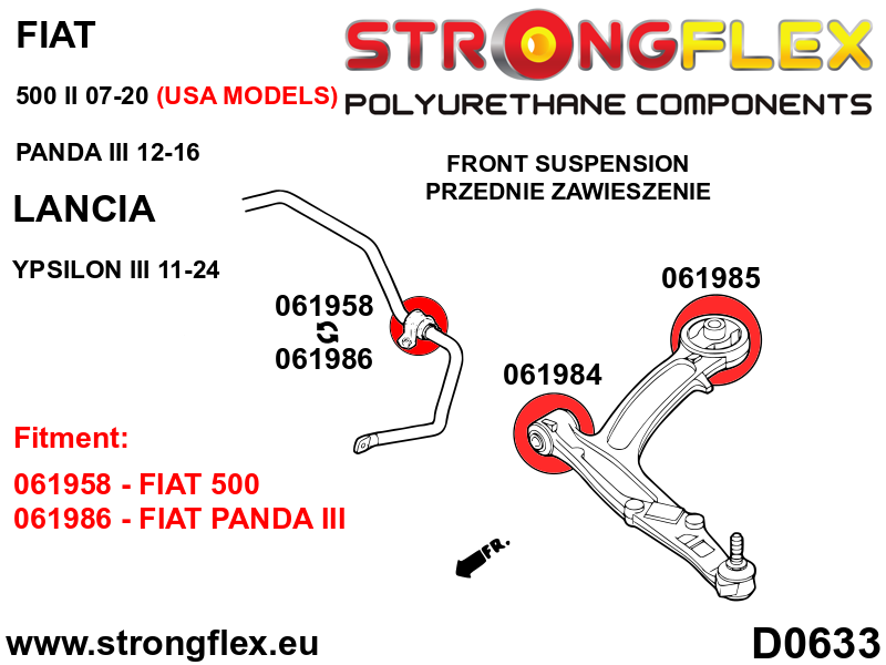 Bucsa poliuretan Strongflex bara stabilizatoare fata SPORT - Fiat Panda - 061986A