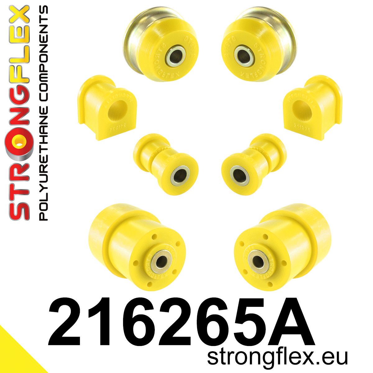 Kit bucse poliuretan Strongflex suspensie fata si punte spate SPORT - Toyota Corolla - 216265A