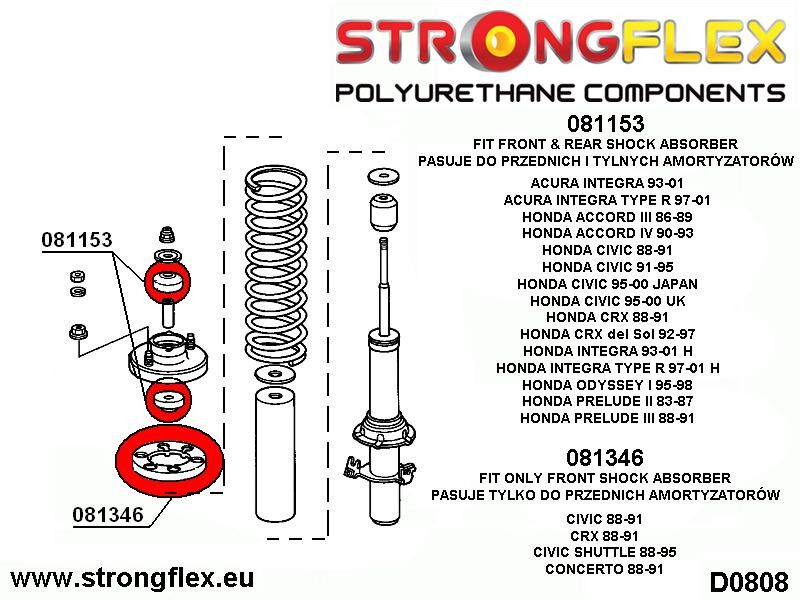 Piesa poliuretan Strongflex - Shock absorber mounting - Honda Civic, Integra, Prelude - 081153B