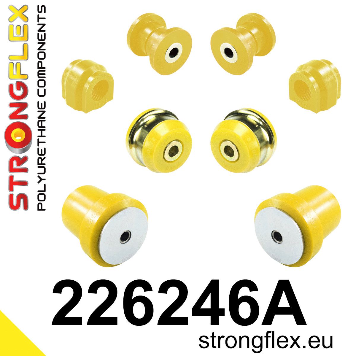 Kit bucse poliuretan Strongflex suspensie fata si punte spate SPORT - Audi A3 / S3 / RS3 / Seat Leon / Volkswagen Golf - 226246A