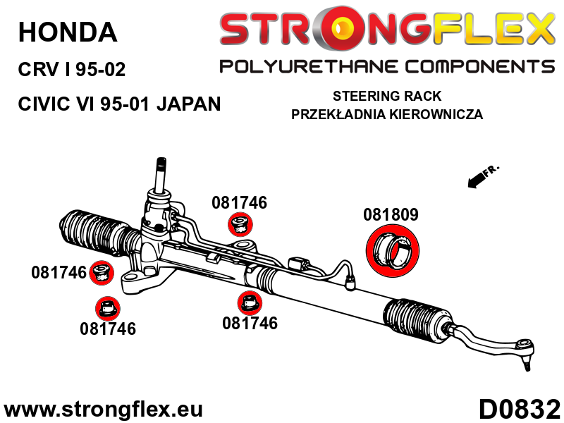 Bucsa poliuretan Strongflex prindere caseta de directie - Honda Civic - 081809B